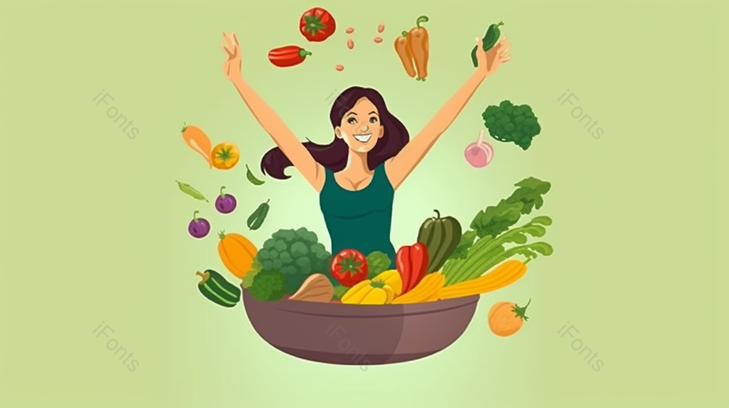 饮食插图绘画人类形象蔬菜健康生活方式,插画/手绘图,插画/手绘图库,插画/手绘图下载,插画/手绘